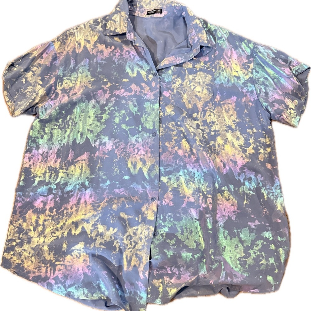 SHEIN Multicolor Tie-Dye Women's Button Down Shirt